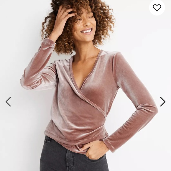 Madewell Tops - Madewell Velvet Ballet Wrap Top - Champagne - L